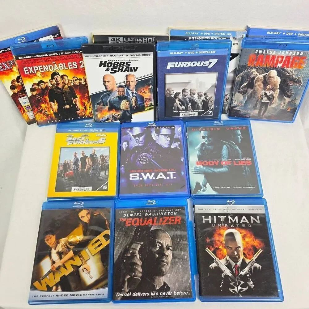 Action Blu-ray Lot Fast Furious Hobbs Shaw Equalizer